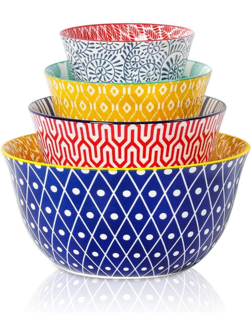 Colorful Ceramic Mixing Bowls Set of 4 - Versatile Kitchen Essentials, 20-123 oz